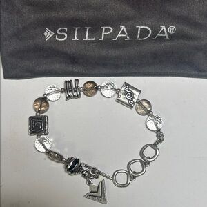Silpada Silver Link Bracelet with Smoky Quartz